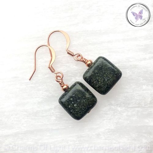 Square Russian Serpentine Copper Earrings